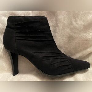 Black Women's Suede Ankle Boot with Block Heel